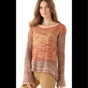 Free People Thin Woven Mohair Blend Crochet Back Sweater